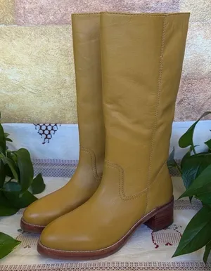 NEW Frye Women’s Camryn Leather Tall Pull-On Banana Knee-High Heel Boots Size 10 thumbnail 1