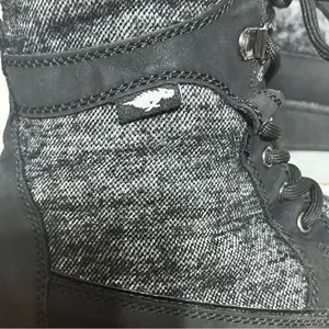 Rocket Dog Size 8 Cuffed‎ Gray & Black Lace-Up Cloth Combat Style Ankle Boots thumbnail 3