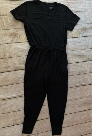 Knix Women’s Good To Go Jumpsuit Black Relaxed Fit Stretch Lounge Wear Sz Medium thumbnail 1