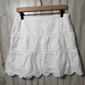 Vtg Y2K American Eagle White Eyelet Lace Midi‎ Skirt Tiered Womesns Size 8 thumbnail 5
