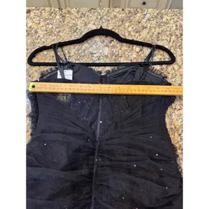 Betsy & Adam Women's Black Sequined Lace Corset Gown Dress Size 8 Sweatheart thumbnail 8