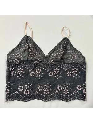 Vintage 2003 Victoria’s Secret Y2K Charcoal Pink Lace Longline Bralette S thumbnail 2