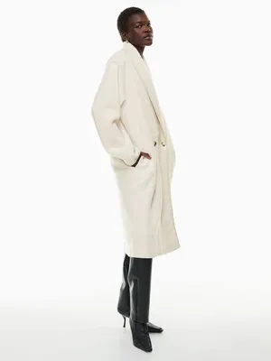 Aritzia Wilfred Free Charlize Merino Wool Shawl Collar Jacket Button Front Ivory thumbnail 2