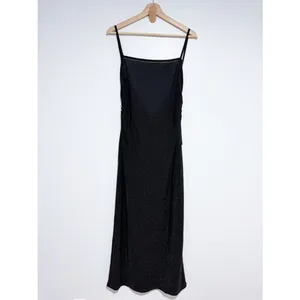 Reformation Breslin Midi Dress Black Sparkle Metallic Night Sky Size Large thumbnail 4