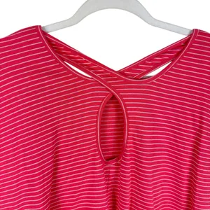 Simple Suzanne Betro Pink White Striped Cap Sleeve Criss Cross Back‎ Shirt Sz 3X thumbnail 4