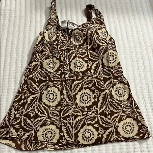 Brown Floral Tank Top Size L thumbnail 3
