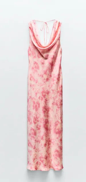 Zara maxi satin dress Tie-Dye crown neck bohemian casual summer vacation thumbnail 7