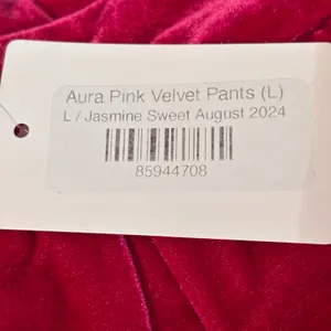 Aura Pink Velvet Wide Leg Pleated Pants High Waist Trousers Size‎ L NEW thumbnail 4