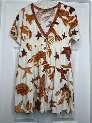Farm Rio Lobster Sky button down front mini dress sz S (PP) thumbnail 2