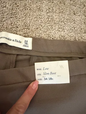 Abercrombie & Fitch Low Rise Slim Boot Pants Brown Taupe Size 18S Y2K Workwear thumbnail 10