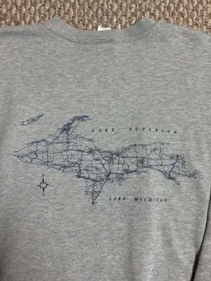 Vintage Lee Apparel Michigan Road Map Gray Crewneck Pullover Sweatshirt thumbnail 4