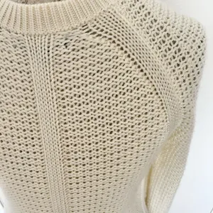 Banana Republic Sweater Wool Blend Small Ivory Knit Pullover Ribbed Waffle Fall thumbnail 6