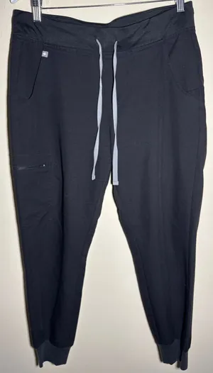 FIGS Jogger Scrub Pants Black with Grey Drawstring 27” inseam thumbnail 1