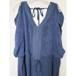 ARIAT Romper Jumpsuit Womens Size Large Blue Floral Boho‎ Country Cowgirl New thumbnail 4