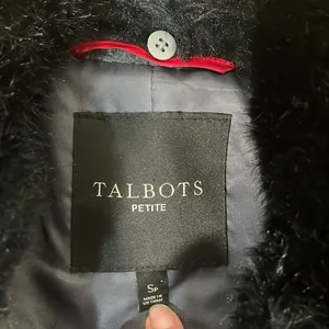 TALBOTS Boucle Wool Blend Coat Grey Faux Fur size Small Petite‎ thumbnail 6