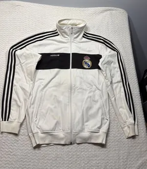 Adidas Originals Real Madrid Track Jacket White Black Full Zip Large 4738 thumbnail 1