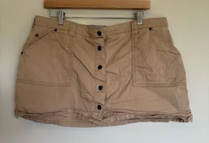 VINTAGE Abercrombie Fitch Skirt Womens L Brown Mini Utility Pocket Tactical‎ Y2K thumbnail 1