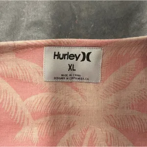 Hurley Pink Linen Blend Cami Tank Mini dress Palm Tree Tropical beach sz XL thumbnail 3