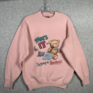 Vintage Grandma Sweatshirt Fruit of the Loom Medium Pink Teddy Bear Long‎ Sleeve thumbnail 1