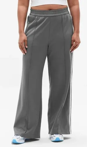 New Athleta S Tempo Mid Rise Wide Leg Track Pant Shadow Grey/Bright White Small thumbnail 1