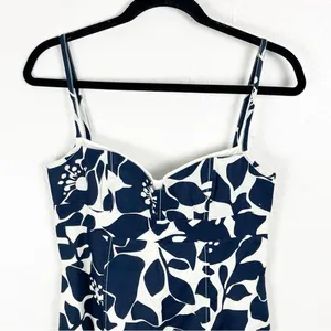 J. CREW 100% Linen Blue White Floral Spaghetti Straps Lined Dress 4 Preppy Boho thumbnail 8