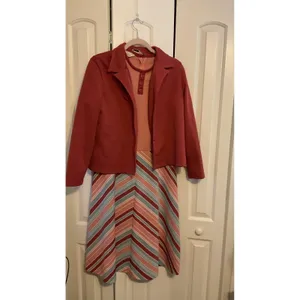 Vintage‎ 70s JCPenney Fashions Dress & Jacket Set Mod Stripe Retro thumbnail 3