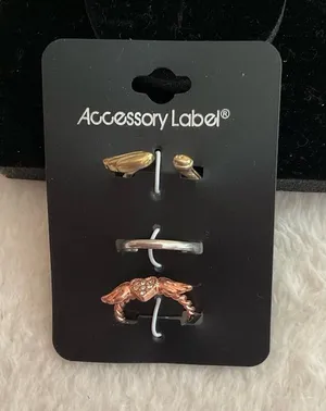 Accessory Label Mixed Metal Ring Set — Gold, Rose Gold, Silver thumbnail 1