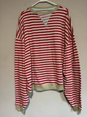 Free people Classic stripe Oversize crewneck in Cherry combo pattern thumbnail 2