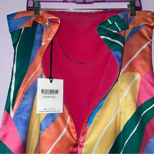 RUNAWAY Size L Jade Mini Dress Solana Strapless Rainbow thumbnail 7