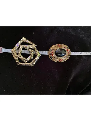 Vintage Brooch Pin Lot 5 Pcs Enamel Gold Tone Abstract Floral Geometric Jewelry thumbnail 4