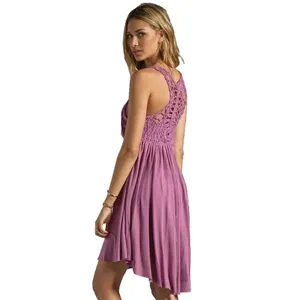 Free‎ People Macrame Back Dress Purple Small Boho Festival Sleeveless Gauzy Knit thumbnail 2