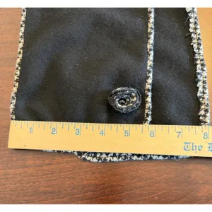 Lauren Ralph‎ Lauren Black Scarf Houndstooth Trim Rosette Button Y2K Academia thumbnail 4