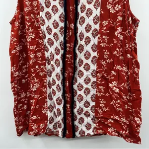 THML Burnt Orange & White Floral Print Sleeve‎ Mock Neck Top Sz L NEW thumbnail 3