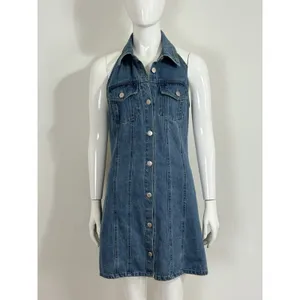 House of Harlow 1960 Women’s Denim Halter Mini Dress Backless Y2K Blue Size S thumbnail 5