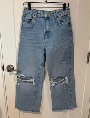 ZARA Wide-Leg Distressed High-Rise Jeans thumbnail 1