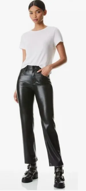 Alice + Olivia AMAZING VEGAN LEATHER BOYFRIEND PANT black size 25 thumbnail 1