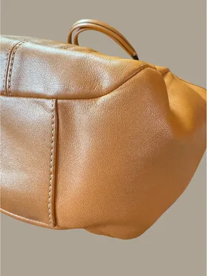 Coach Leather Shoulder Tote Bag in Metallic Orange thumbnail 5