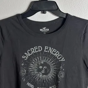 Hollister Women Gray Basic Crop Top Shirt size‎ L thumbnail 2
