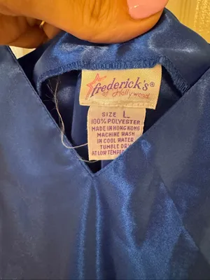 Vintage Frederick’s of Hollywood royal/cobalt-blue satin maxi slip nightgown thumbnail 3