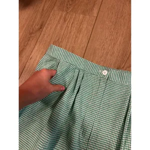 Lucia Vintage Green Gingham Midi Skirt Cotton High Waist Pockets Made in USA 18 thumbnail 2