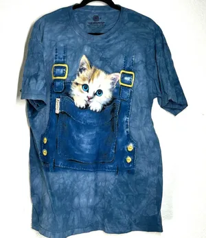 Vintage Y2K 2000's The Mountain XL graphic t-shirt kitten denim overalls pocket thumbnail 1