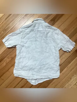 Quince White Relaxed Fit Short-Sleeve Button-Down Shirt Linen Size small thumbnail 5