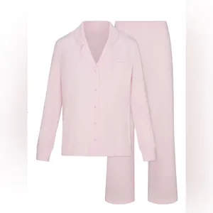 SKIMS NWT Sleep Long Sleeve Soft Pajama Set Pink Bloom Size XXS thumbnail 3