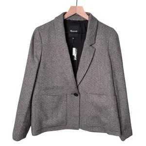 NWT Madewell Wool Crop Dorset Blazer Jacket Geo Herringbone Grey Size Medium thumbnail 5