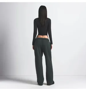 Skims Cotton Fleece Classic Straight Leg Sweatpants - Spruce, Size small NWT thumbnail 2
