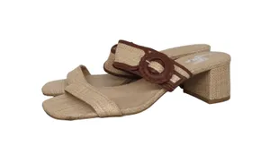 new Jack Rogers callie block heel straw beach brown sandal sz10 strappy buckle thumbnail 1