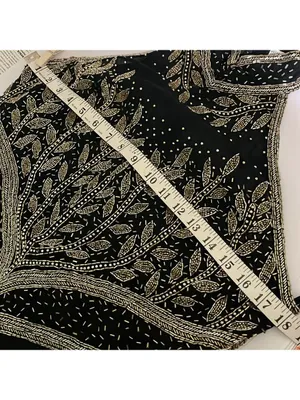 Vintage Black and Gold Beaded Long Formal Dress by Scala black tie elegant thumbnail 12