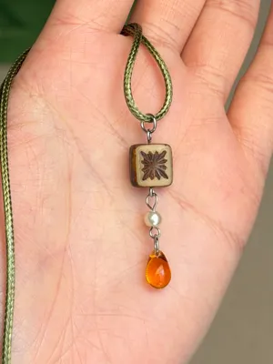 Handmade Czech glass beads mix boho fairy whimsy retro necklace🌿✨ thumbnail 4