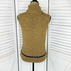 Jones New York Sleeveless Nylon Knit Turtleneck Sweater Tan Medium‎ Preppy thumbnail 4