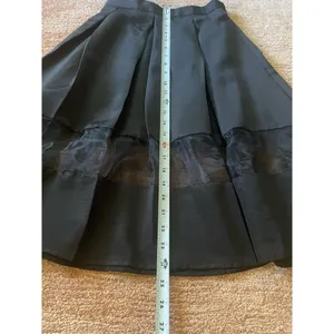 EXPRESS Black A-Line Midi SKIRT with Sheer Panel Details Size XS NWOT thumbnail 7